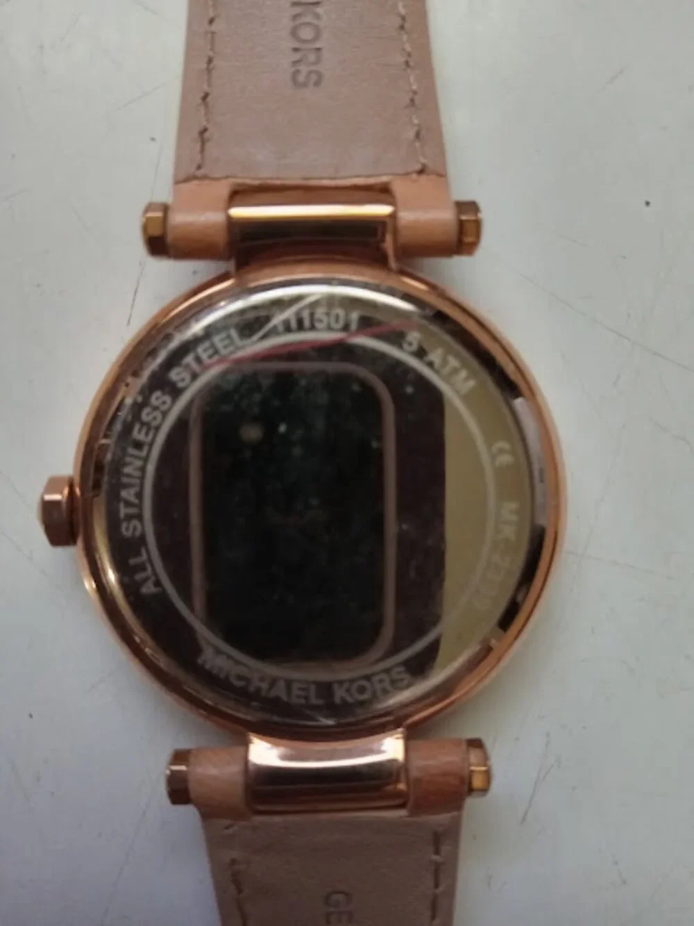 Michael Kors MK2399 Rose Gold Leather Band Watch- Needs Battery